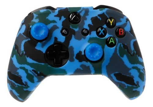 Silicona Cubierta Camuflado Azul+ 2 Tapas  Joystick Pr Xbox