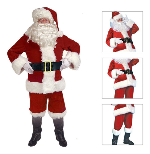 Disfraz De Papá Noel Para Adulto, Set De 7 Piezas.