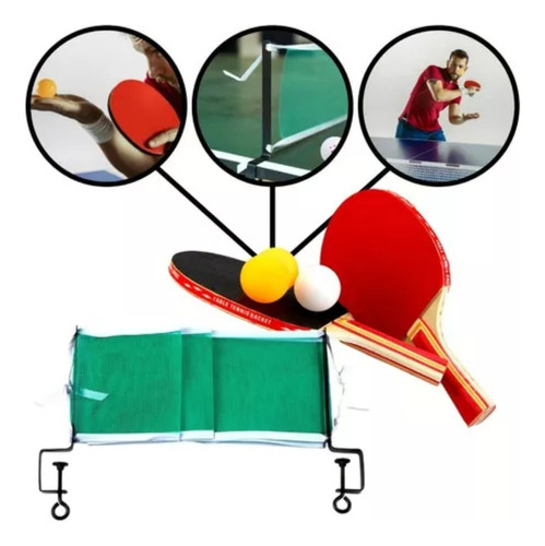 Kit Ping Pong Tênis De Mesa - 2 Raquetes + 3 Bolas + 1 Rede