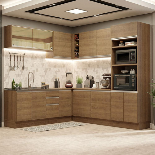 Cozinha Comple Can Madesa Glamy 459001 C Armário Bal S Tam R Cor Rustic
