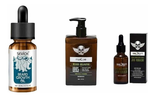 Kit Locion Crecimiento, Aceite Y Shampoo De Barba / Barber