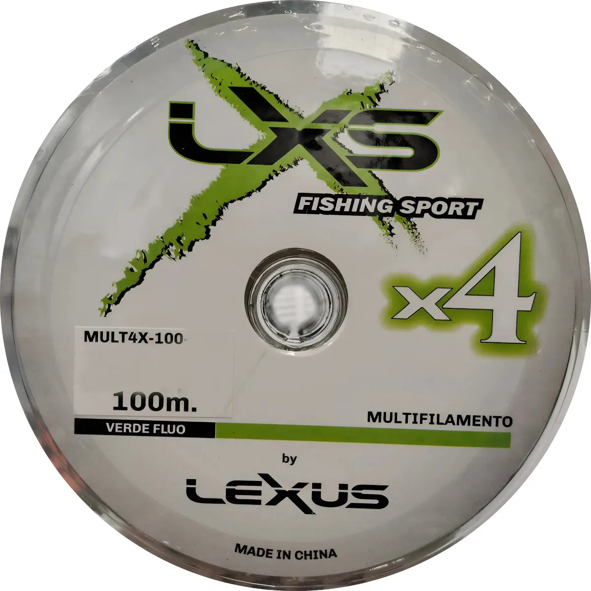 Multifilamento Lxs Pesca 100 Metros 4x Hebras 0.08 Mm Color Verde Flúo