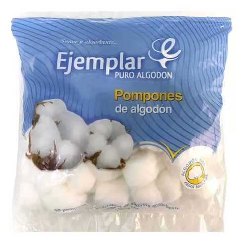 Algodon Puro Ejemplar Pompones - 50u Aprox - Natural