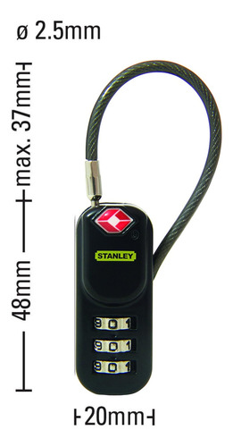 Candado De Combinacion Para Maleta - Travelmax Negro Stanley