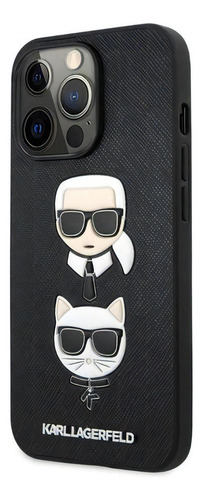 Funda Tipo Case Negro Dibujo Karl Saffiano Para Smartphone