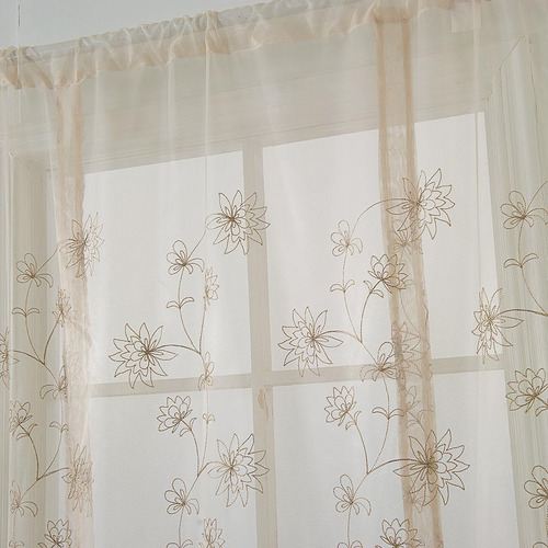 2 Cortina Cortina Cortina Shirred Cortina Flores (117x160cm)