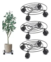 Comprar Base De Soportes Jardinería Maceta De Metal Con Ruedas 3pcs