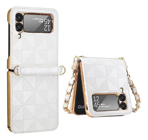 Funda Para Samsung Galaxy Z Flip 3 - Blanco, Dorado.