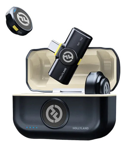 Micrófono inalámbrico de solapa Hollyland Lark M2 USB-C para iPhone 15, color negro