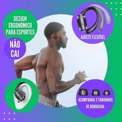 Fone De Ouvido Clip-ear Sem Fio Lenovo Thinkplus Xt80 Preto