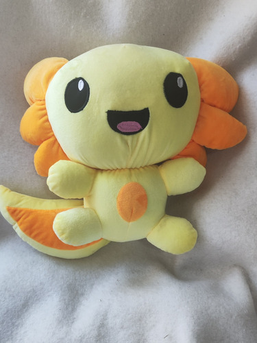 Ajolote Peluche Suave 30x30cms De Calidad Crema Naranja