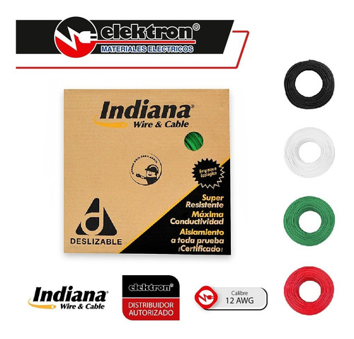 Imagen 2 de 7 de Caja 100 Mts Cable Blanco Thw Cal 12 Awg Indiana 100%cobre