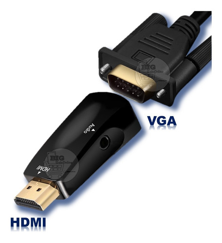 Imagen 1 de 7 de Cable Hdmi A Vga Adaptador/ Notebook O Pc A Monitor Tv Smart