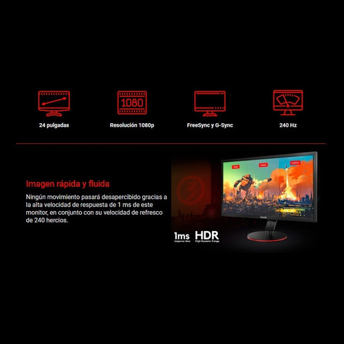 Imagen 3 de 9 de Monitor Gamer Ozone Dsp24 240hz 1ms