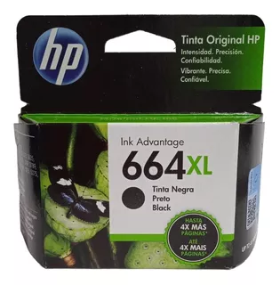 Cartucho De Tinta Negra Hp 664xl Alto Rendimiento F6v31al