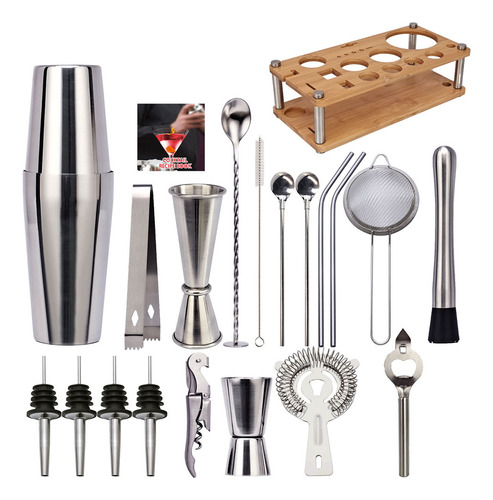 Set De Cócteles, 20 Unidades, Acero Inoxidable, Soporte Para