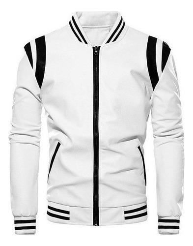 Chamarra De Hombre De Moda De Color De Contraste De Pu