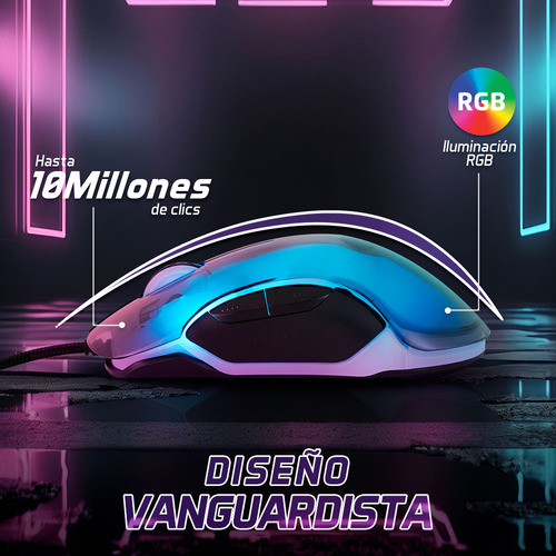 Vorago Start The Game Mo-505 Mouse Gamer 7000 Dpi 7 Modos De Iluminación Rgb Usb 7 Botones Mouse Gaming Ergonómico