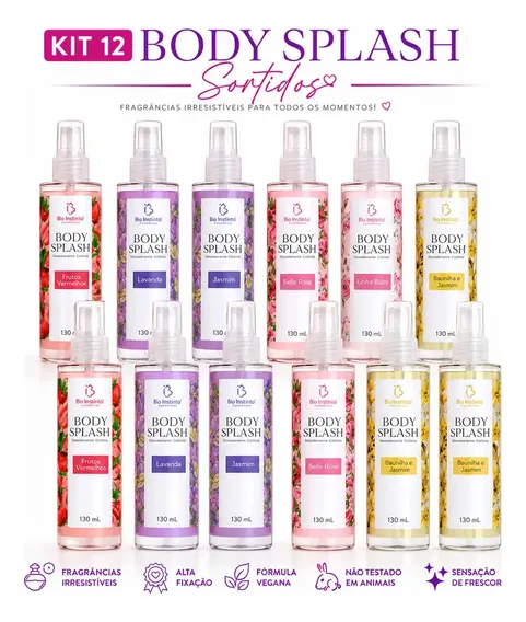 Kit 12 Body Splash Perfume Corporal Sortidos Atacado