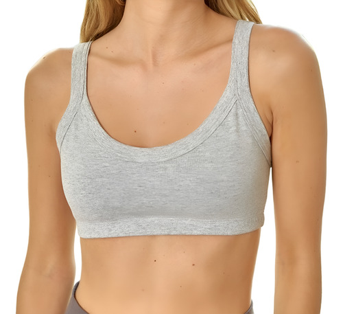 Top Corpiño Algodon Y Lycra Sin Aro Basico Doble Tela Mujer