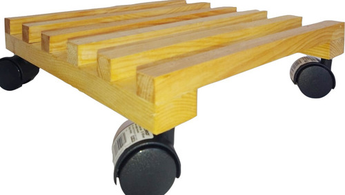 Bases De Madera Para Maceta Con Ruedas Paquete De 3 Natural