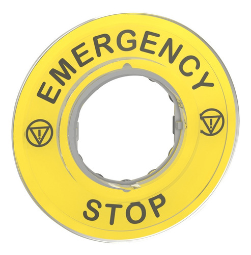 Etiqueta Emergency Stop 3d Idioma Inglés. Schneider Electric