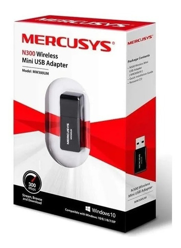 Imagen 3 de 4 de Adaptador Inalámbrico Usb Mini Wifi Mw300um 300mbps Mercusys