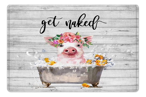 Pig Get Naked Tapete Baño Cita Divertida Decoracion Floral X