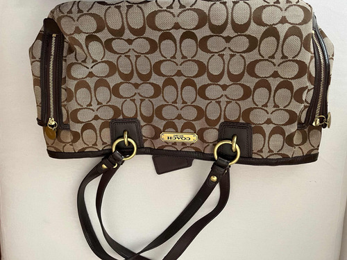 Bolsa Coach Original Bicolor Café Y Beige Semi Nueva