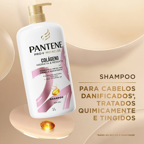 Shampoo Pantene Pro-V Miracles Shampoo Pantene PRO-V Miracles Colágeno Hidrata e Resgata 1L Hidrata E Resgata Sem Sal de equilíbrio en dosador de 1L de 1.123kg