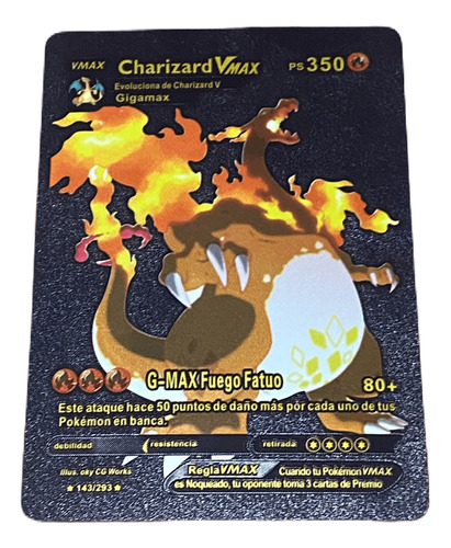 Carta De Pokemon Negra Alternativa Charizard Vmax 350 Fuego