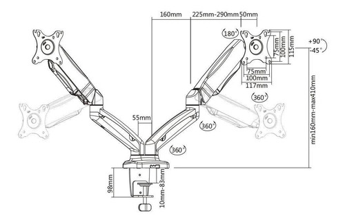 Suporte ELG F160N de mesa para TV/Monitor de 17" até 35" preto