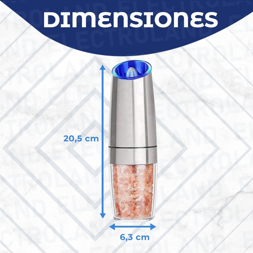 Imagen 4 de 10 de Molinillo Automático Sal Pimienta C/luz Led Eléctrico Cocina
