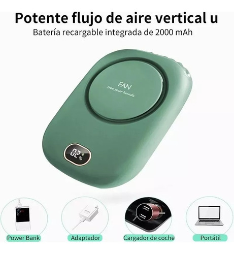 Mini Ventilador De Cuello Portátil Recargable Con Cordón