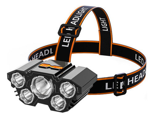 // Faro Led De 5 Cabezales, Recargable Por Usb, Luz Alta De