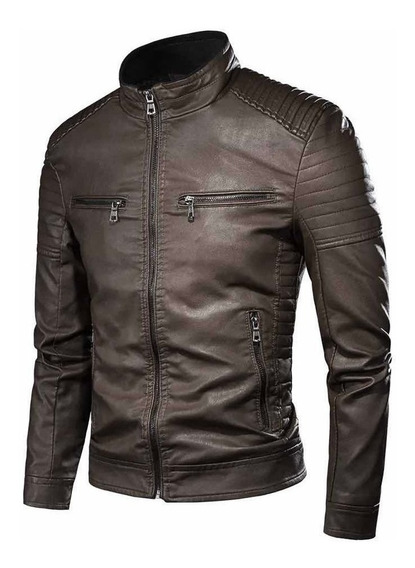 jaqueta de couro masculina forrada