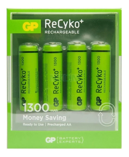 4 Pilas Aa Recargables Gp 1300mah Eco 1.2v 500 Ciclos