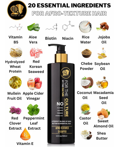 Shampoo Para Cabelos Cacheados Twist It Up Com 20 Ingredient