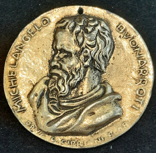 Placa Medalla Dorada Michelangelo Buonarroti  Miguel Angel 