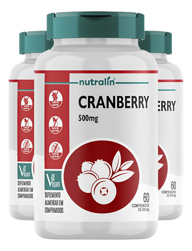 Kit 3 Cranberry Nutralín Proantocianidinas 60comp Sabor N/a