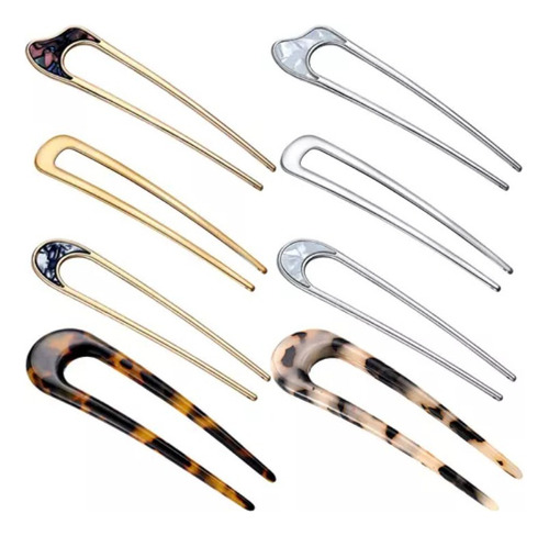 // 8 Grampos De Cabelo Em Forma De U De Metal Francês Em