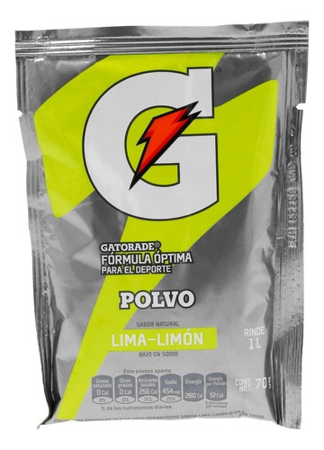 Bebida Gatorade En Polvo Lima-limón 70 Gr