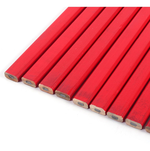 10 Unids/paquete De Lápiz De Carpintero Rojo Duro Octagonal
