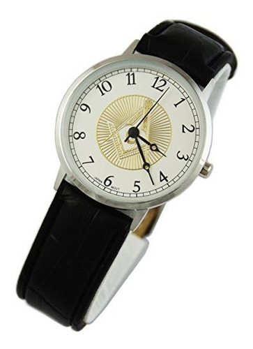 Square  Reloj De Pulsera De Cuero Masonico Compass