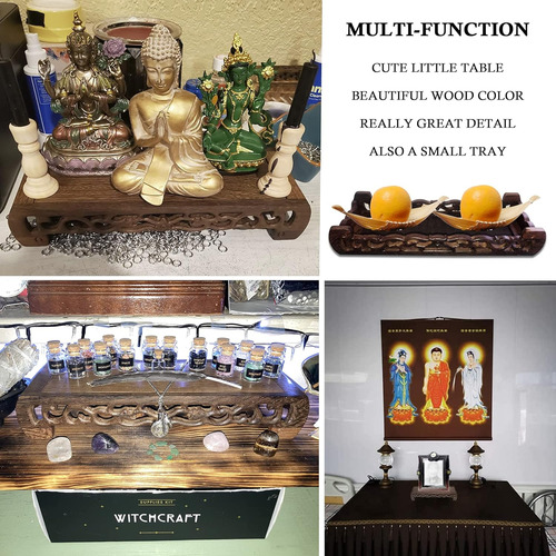 Mesa De Altar Pequeña, Mesa De Meditación Tallada Man...