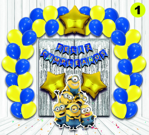 Set Personaje Minion 1.20mts Y Kit Estrellas/globos