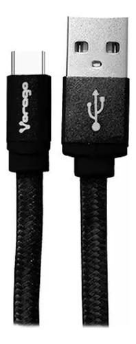 Cable Tipo C Usb 2.0 Fast Charge 2.4a Reforzado Vorago 1m Largo Carga Y Transfiere Datos Color Negro