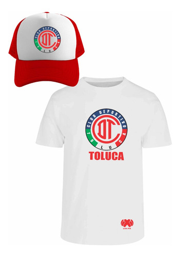 Kit Playera + Gorra Modelo Club Toluca Diablos Rojos Liga Mx