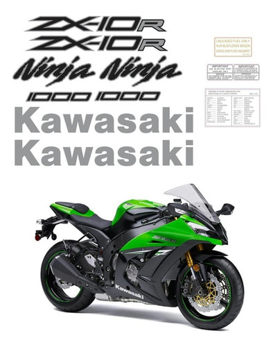 Kit Adesivos Para Kawasaki Ninja Zx-10r 2014 15996 Cor CINZA/PRETO