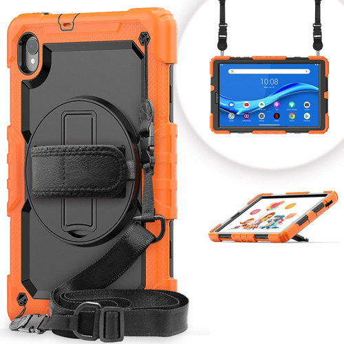 Funda Naranja De Silicona + Pc Para Tableta Lenovo Tab M10 H